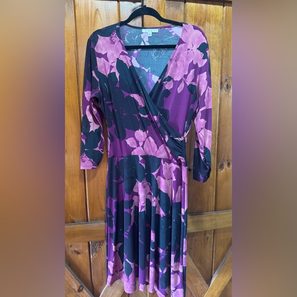 CAbi Purple and Black Floral Long Sleeve Dress - Picture 1 of 3